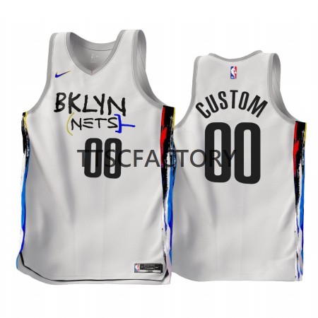 Herren NBA Brooklyn Nets Trikot Benutzerdefinierte Nike 2022-23 City Edition Weiß Swingman